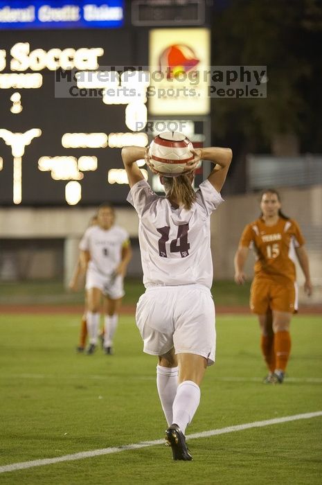 The lady longhorns beat Texas A&M 1-0 in soccer Friday night.
Filename: SRM_20061027_1910101.jpg
Aperture: f/2.8
Shutter Speed: 1/500
Body: Canon EOS 20D
Lens: Canon EF 80-200mm f/2.8 L