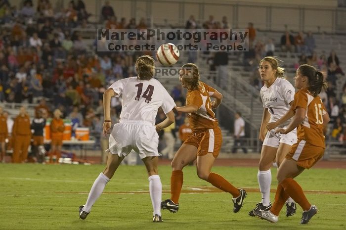 The lady longhorns beat Texas A&M 1-0 in soccer Friday night.

Filename: SRM_20061027_1912022.jpg
Aperture: f/4.0
Shutter Speed: 1/500
Body: Canon EOS 20D
Lens: Canon EF 80-200mm f/2.8 L