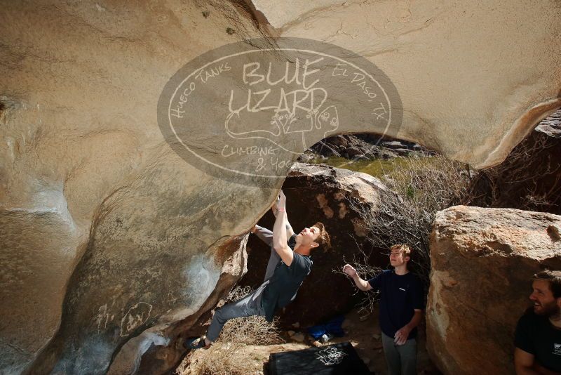 Bouldering in Hueco Tanks on 02/16/2020 with Blue Lizard Climbing and Yoga

Filename: SRM_20200216_1405320.jpg
Aperture: f/8.0
Shutter Speed: 1/250
Body: Canon EOS-1D Mark II
Lens: Canon EF 16-35mm f/2.8 L