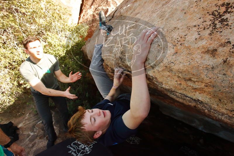 Bouldering in Hueco Tanks on 02/16/2020 with Blue Lizard Climbing and Yoga
Filename: SRM_20200216_1615040.jpg
Aperture: f/10.0
Shutter Speed: 1/250
Body: Canon EOS-1D Mark II
Lens: Canon EF 16-35mm f/2.8 L