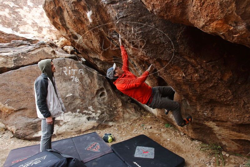 Bouldering in Hueco Tanks on 02/21/2020 with Blue Lizard Climbing and Yoga
Filename: SRM_20200221_1653411.jpg
Aperture: f/4.5
Shutter Speed: 1/250
Body: Canon EOS-1D Mark II
Lens: Canon EF 16-35mm f/2.8 L