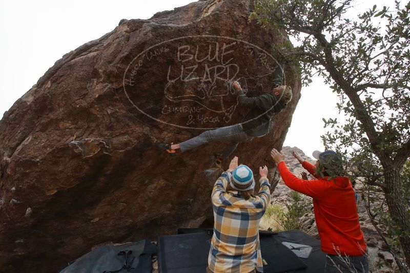 Bouldering in Hueco Tanks on 02/21/2020 with Blue Lizard Climbing and Yoga
Filename: SRM_20200221_1737101.jpg
Aperture: f/7.1
Shutter Speed: 1/250
Body: Canon EOS-1D Mark II
Lens: Canon EF 16-35mm f/2.8 L