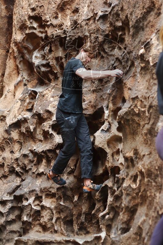 Bouldering in Hueco Tanks on 02/28/2020 with Blue Lizard Climbing and Yoga
Filename: SRM_20200228_1656320.jpg
Aperture: f/2.8
Shutter Speed: 1/100
Body: Canon EOS-1D Mark II
Lens: Canon EF 50mm f/1.8 II