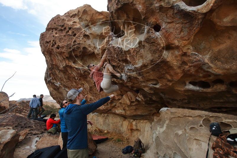 Bouldering in Hueco Tanks on 02/29/2020 with Blue Lizard Climbing and Yoga
Filename: SRM_20200229_1639060.jpg
Aperture: f/4.5
Shutter Speed: 1/400
Body: Canon EOS-1D Mark II
Lens: Canon EF 16-35mm f/2.8 L