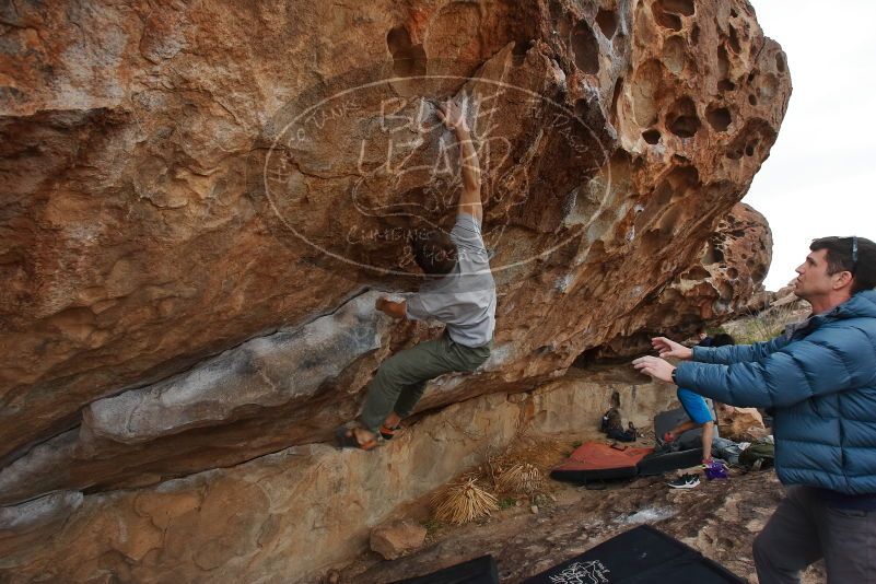 Bouldering in Hueco Tanks on 02/29/2020 with Blue Lizard Climbing and Yoga
Filename: SRM_20200229_1646080.jpg
Aperture: f/6.3
Shutter Speed: 1/250
Body: Canon EOS-1D Mark II
Lens: Canon EF 16-35mm f/2.8 L