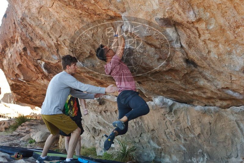 Bouldering in Hueco Tanks on 03/16/2020 with Blue Lizard Climbing and Yoga

Filename: SRM_20200316_1023151.jpg
Aperture: f/3.5
Shutter Speed: 1/500
Body: Canon EOS-1D Mark II
Lens: Canon EF 50mm f/1.8 II