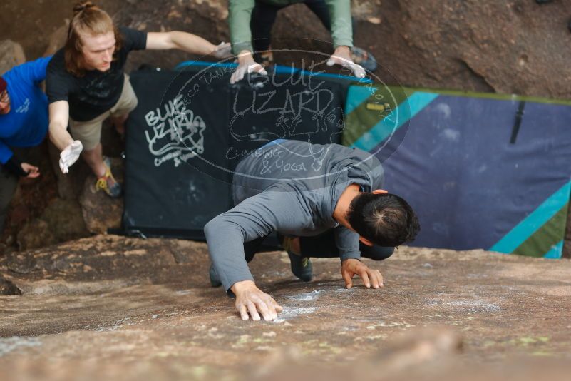 Bouldering in Hueco Tanks on 03/15/2020 with Blue Lizard Climbing and Yoga

Filename: SRM_20200315_1110000.jpg
Aperture: f/2.8
Shutter Speed: 1/400
Body: Canon EOS-1D Mark II
Lens: Canon EF 50mm f/1.8 II