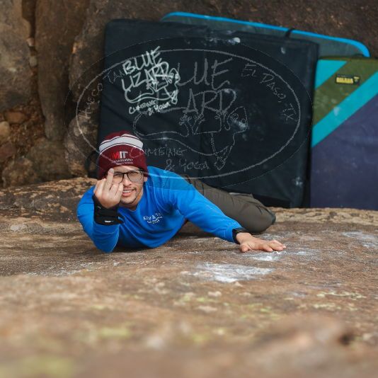 Bouldering in Hueco Tanks on 03/15/2020 with Blue Lizard Climbing and Yoga

Filename: SRM_20200315_1114010.jpg
Aperture: f/3.2
Shutter Speed: 1/320
Body: Canon EOS-1D Mark II
Lens: Canon EF 50mm f/1.8 II