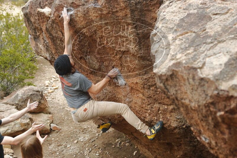 Bouldering in Hueco Tanks on 03/15/2020 with Blue Lizard Climbing and Yoga
Filename: SRM_20200315_1124380.jpg
Aperture: f/4.0
Shutter Speed: 1/500
Body: Canon EOS-1D Mark II
Lens: Canon EF 50mm f/1.8 II