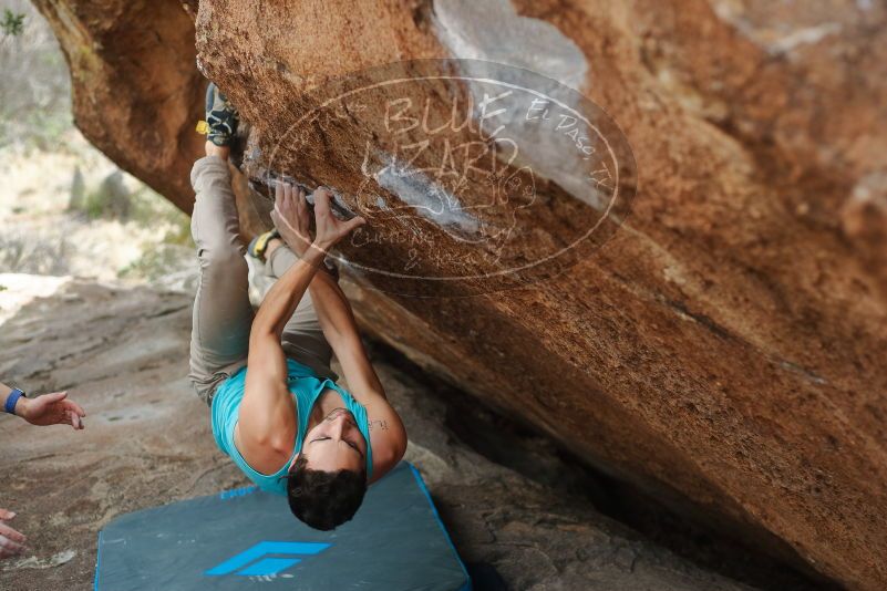 Bouldering in Hueco Tanks on 03/15/2020 with Blue Lizard Climbing and Yoga
Filename: SRM_20200315_1216160.jpg
Aperture: f/2.8
Shutter Speed: 1/640
Body: Canon EOS-1D Mark II
Lens: Canon EF 50mm f/1.8 II