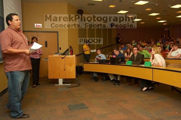 Gonzalo Zapata, the electrical and mechanical facilities director, presenting how they can help, at the Engineering Council meeting, Monday, February 19, 2007.

Filename: SRM_20070219_1909009.jpg
Aperture: f/8.0
Shutter Speed: 1/100
Body: Canon EOS-1D Mark II
Lens: Sigma 15-30mm f/3.5-4.5 EX Aspherical DG DF