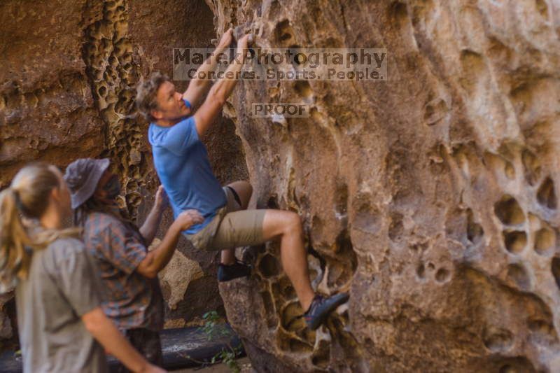 Bouldering in Hueco Tanks on 10/19/2021 with Blue Lizard Climbing and Yoga
Filename: SRM_20211019_1311060.jpg
Aperture: f/2.8
Shutter Speed: 1/125
Body: Canon EOS-1D Mark II
Lens: Canon EF 50mm f/1.8 II