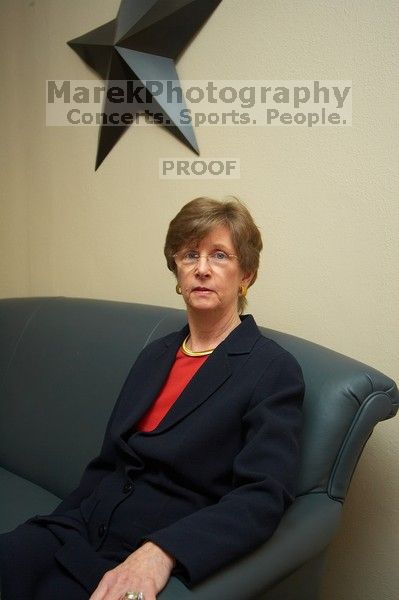 Portraits of UT Vice President of Employee and Campus Services Patricia L Clubb.

Filename: SRM_20070301_1406487.jpg
Aperture: f/4.5
Shutter Speed: 1/250
Body: Canon EOS-1D Mark II
Lens: Sigma 15-30mm f/3.5-4.5 EX Aspherical DG DF
