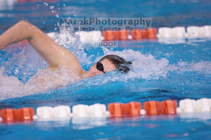 UT junior Michael Klueh won the 1000 yard freestyle with a time of 9:01.89. The University of Texas Longhorns defeated The University of Georgia Bulldogs 157-135 on Saturday, January 12, 2008.
Filename: SRM_20080112_1108242.jpg
Aperture: f/2.8
Shutter Speed: 1/400
Body: Canon EOS-1D Mark II
Lens: Canon EF 300mm f/2.8 L IS