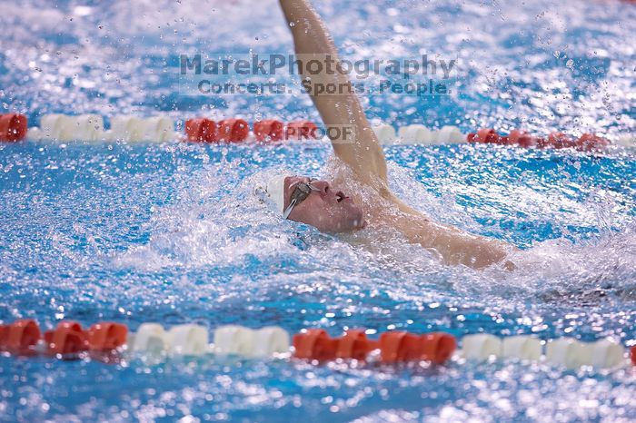 Georgia's Chris Spooner took fifth in the 100 yard backstroke with a time of 52.45. The University of Texas Longhorns defeated The University of Georgia Bulldogs 157-135 on Saturday, January 12, 2008.
Filename: SRM_20080112_1123283.jpg
Aperture: f/2.8
Shutter Speed: 1/400
Body: Canon EOS-1D Mark II
Lens: Canon EF 300mm f/2.8 L IS