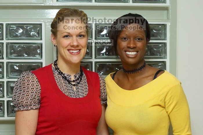 Sarah Jordan and Roz Jones both work at Gregory Gym, mainly organizing and instructing aerobics classes.

Filename: SRM_20080218_0905201.jpg
Aperture: f/4.0
Shutter Speed: 1/250
Body: Canon EOS-1D Mark II
Lens: Canon EF 50mm f/1.8 II