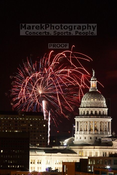Austin Independence Day fireworks with the Capitol building, as viewed from atop the Manor Garage at The University of Texas at Austin. The fireworks were launched from Auditorium Shores, downtown Austin, Friday, July 4, 2008.
Filename: SRM_20080704_2146464.jpg
Aperture: f/11.0
Shutter Speed: 5/1
Body: Canon EOS 20D
Lens: Canon EF 80-200mm f/2.8 L