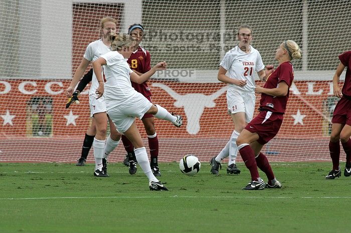 UT sophomore Niki Arlitt (#11, Forward) takes a shot on goal.  The University of Texas women's soccer team won 2-1 against the Iowa State Cyclones Sunday afternoon, October 5, 2008.

Filename: SRM_20081005_11594085.jpg
Aperture: f/8.0
Shutter Speed: 1/1000
Body: Canon EOS-1D Mark II
Lens: Canon EF 300mm f/2.8 L IS