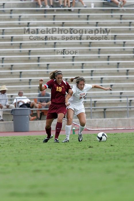 UT junior Stephanie Gibson (#22, Defense and Forward). The University of Texas women's soccer team won 2-1 against the Iowa State Cyclones Sunday afternoon, October 5, 2008.
Filename: SRM_20081005_12394080.jpg
Aperture: f/5.6
Shutter Speed: 1/1000
Body: Canon EOS-1D Mark II
Lens: Canon EF 300mm f/2.8 L IS