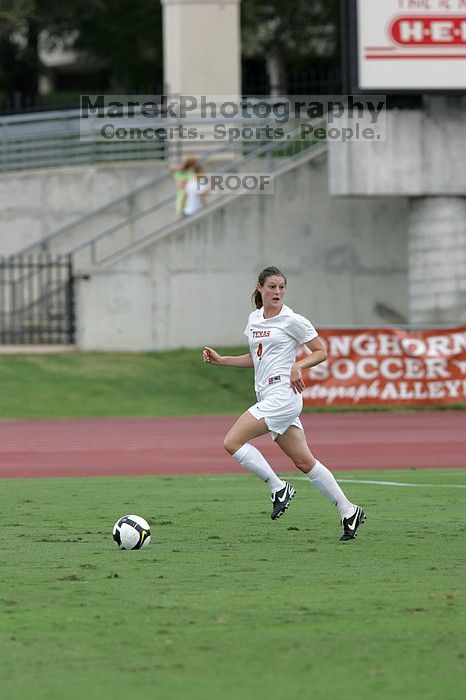UT senior Jill Gilbeau (#4, Defender and Midfielder) in the second half. The University of Texas women's soccer team won 2-1 against the Iowa State Cyclones Sunday afternoon, October 5, 2008.
Filename: SRM_20081005_13275658.jpg
Aperture: f/5.6
Shutter Speed: 1/1250
Body: Canon EOS-1D Mark II
Lens: Canon EF 300mm f/2.8 L IS