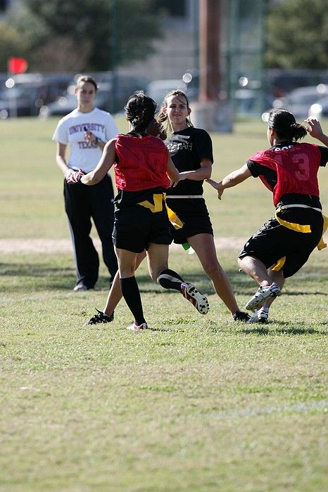 The Cheetahs (chemical engineering team) lost in the Fall 2008 UT flag football intramural championship game on November 9, 2008.

Filename: SRM_20081109_15374621.jpg
Aperture: f/4.0
Shutter Speed: 1/2500
Body: Canon EOS-1D Mark II
Lens: Canon EF 300mm f/2.8 L IS
