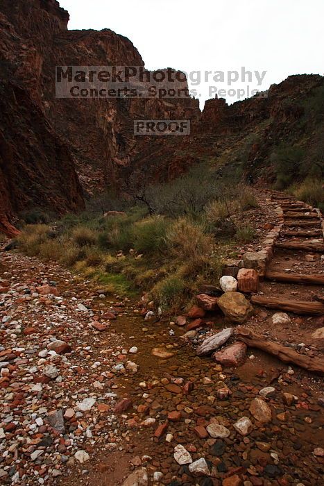 Hiking up the Bright Angel trail from Bright Angel campground to Indian Garden campground, while backpacking the Grand Canyon with Beth, Saturday, January 3, 2009.
Filename: SRM_20090103_11465852.JPG
Aperture: f/11.0
Shutter Speed: 1/25
Body: Canon EOS-1D Mark II
Lens: Canon EF 16-35mm f/2.8 L