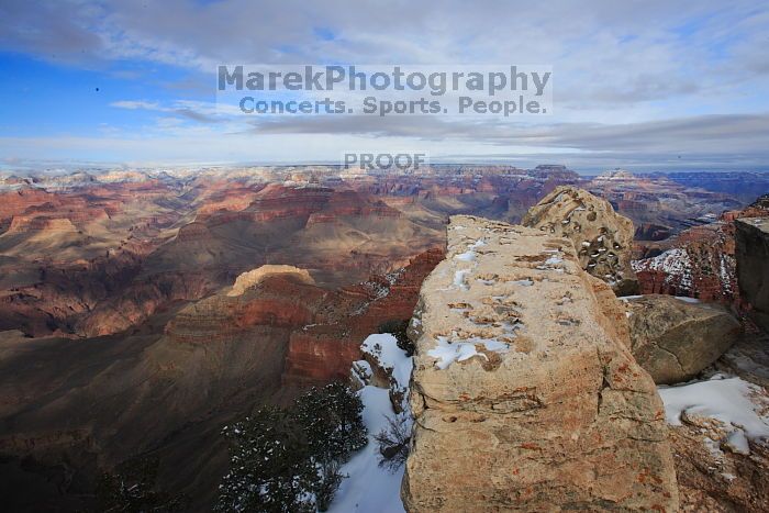 The Grand Canyon from the scenic view, south rim, on Sunday, January 4, 2009.

Filename: SRM_20090104_14372219.JPG
Aperture: f/16.0
Shutter Speed: 1/60
Body: Canon EOS-1D Mark II
Lens: Canon EF 16-35mm f/2.8 L