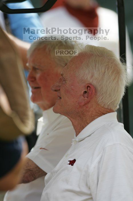 One of these guys is Darrell Royal (I think?). The University of Texas football team defeated the Arkansas Razorbacks with a score of 52-10 in Austin, TX on Saturday, September 27, 2008.
Filename: SRM_20080927_14160203.jpg
Aperture: f/4.0
Shutter Speed: 1/1250
Body: Canon EOS-1D Mark II
Lens: Canon EF 300mm f/2.8 L IS