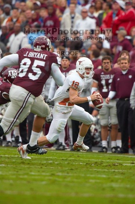The University of Texas, Austin played Texas A&M in football at Kyle Field, College Station, on November 23, 2007. UT lost to the Aggies, 30 to 38.
Filename: SRM_20071123_1604281.jpg
Aperture: f/5.6
Shutter Speed: 1/640
Body: Canon EOS-1D Mark II
Lens: Canon EF 300mm f/2.8 L IS