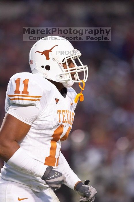 The University of Texas, Austin played Texas A&M in football at Kyle Field, College Station, on November 23, 2007. UT lost to the Aggies, 30 to 38.
Filename: SRM_20071123_1822127.jpg
Aperture: f/2.8
Shutter Speed: 1/500
Body: Canon EOS-1D Mark II
Lens: Canon EF 300mm f/2.8 L IS