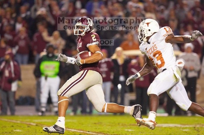 The University of Texas, Austin played Texas A&M in football at Kyle Field, College Station, on November 23, 2007.  UT lost to the Aggies, 30 to 38.

Filename: SRM_20071123_1841286.jpg
Aperture: f/2.8
Shutter Speed: 1/500
Body: Canon EOS-1D Mark II
Lens: Canon EF 300mm f/2.8 L IS
