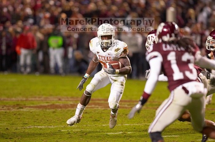 The University of Texas, Austin played Texas A&M in football at Kyle Field, College Station, on November 23, 2007.  UT lost to the Aggies, 30 to 38.

Filename: SRM_20071123_1853345.jpg
Aperture: f/2.8
Shutter Speed: 1/500
Body: Canon EOS-1D Mark II
Lens: Canon EF 300mm f/2.8 L IS