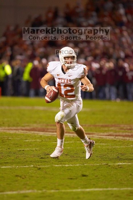 The University of Texas, Austin played Texas A&M in football at Kyle Field, College Station, on November 23, 2007.  UT lost to the Aggies, 30 to 38.

Filename: SRM_20071123_1854088.jpg
Aperture: f/2.8
Shutter Speed: 1/500
Body: Canon EOS-1D Mark II
Lens: Canon EF 300mm f/2.8 L IS