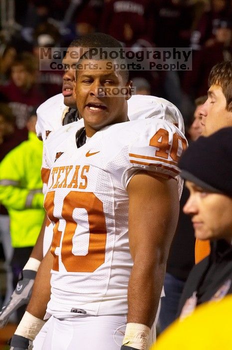 The University of Texas, Austin played Texas A&M in football at Kyle Field, College Station, on November 23, 2007. UT lost to the Aggies, 30 to 38.
Filename: SRM_20071123_1939422.jpg
Aperture: f/7.1
Shutter Speed: 1/125
Body: Canon EOS-1D Mark II
Lens: Canon EF 80-200mm f/2.8 L