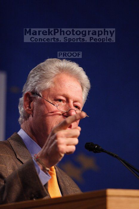 Former President Bill Clinton speaking at the CGIU meeting. Day one of the 2nd Annual Clinton Global Initiative University (CGIU) meeting was held at The University of Texas at Austin, Friday, February 13, 2009.
Filename: SRM_20090213_16274210.jpg
Aperture: f/2.8
Shutter Speed: 1/320
Body: Canon EOS 20D
Lens: Canon EF 300mm f/2.8 L IS