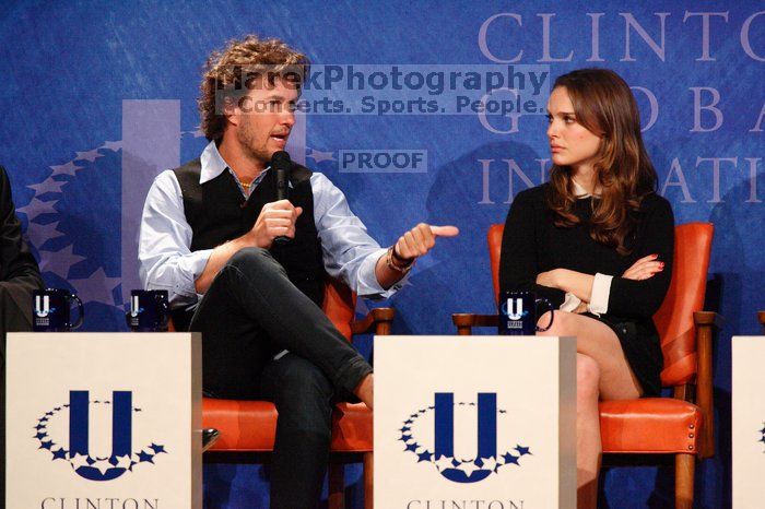 Blake Mycoskie (L), founder of TOMS shoes, and Natalie Portman (R) at the first plenary session of the CGIU meeting. Day one of the 2nd Annual Clinton Global Initiative University (CGIU) meeting was held at The University of Texas at Austin, Friday, February 13, 2009.
Filename: SRM_20090213_17134887.jpg
Aperture: f/5.6
Shutter Speed: 1/200
Body: Canon EOS-1D Mark II
Lens: Canon EF 300mm f/2.8 L IS