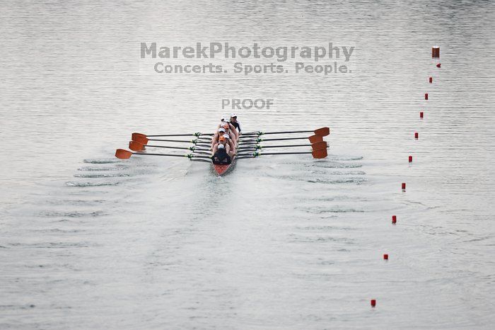 The Texas Rowing first varsity eight team, with coxswain Mary Cait McPherson, stroke Jen VanderMaarel, Felicia Izaguirre-Werner, Meg George, Nancy Arrington, Jelena Zunic, Karli Sheahan, Colleen Irby and Sara Cottingham, finished with a time of 6:44.7, defeating Duke which completed the race in 6:49.9. This was the second session of the Longhorn Invitational, Saturday morning, March 21, 2009 on Lady Bird Lake. They later won one more race against UCF on Sunday.
Filename: SRM_20090321_08404989.jpg
Aperture: f/2.8
Shutter Speed: 1/3200
Body: Canon EOS-1D Mark II
Lens: Canon EF 300mm f/2.8 L IS
