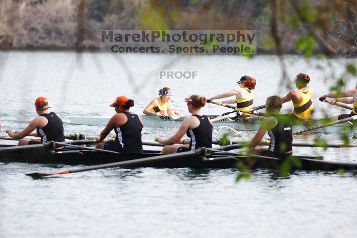 The Texas Rowing second novice eight team, with coxswain Emma Dirks, Sharon Dietz, Lucia Babar, Kait Postle, Ashley Hiatt, Andrea Janowski, Madonna Bregon, Daryn Ofczarzak and Dani Mohling, finished with a time of 7:34.5, defeating Iowa which completed the race in 7:35.6. This was the second session of the Longhorn Invitational, Saturday morning, March 21, 2009 on Lady Bird Lake. They won a total of three races over the weekend.
Filename: SRM_20090321_09350742.jpg
Aperture: f/4.0
Shutter Speed: 1/1250
Body: Canon EOS-1D Mark II
Lens: Canon EF 300mm f/2.8 L IS