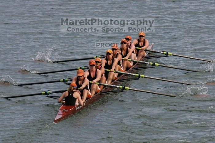 The Texas Rowing second varsity eight team finished with a time of 7:29.5, losing to Wisconsin, which completed the race in 7:15.5. This was the third session of the Longhorn Invitational, Saturday afternoon, March 21, 2009 on Lady Bird Lake.
Filename: SRM_20090321_16291072.jpg
Aperture: f/8.0
Shutter Speed: 1/1000
Body: Canon EOS-1D Mark II
Lens: Canon EF 300mm f/2.8 L IS