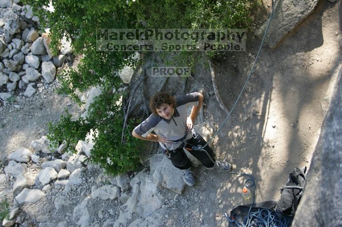 Andrew Dreher getting ready to belay me on top rope up Lick the Window (5.10c), shot by Javier Morales from the top of Ack! (5.11b, but using the crack for the start instead) that I top roped up with my camera on my back. It was another long day of rock climbing at Seismic Wall on Austin's Barton Creek Greenbelt, Sunday, April 5, 2009.
Filename: SRM_20090405_17131076.jpg
Aperture: f/2.8
Shutter Speed: 1/400
Body: Canon EOS-1D Mark II
Lens: Canon EF 80-200mm f/2.8 L