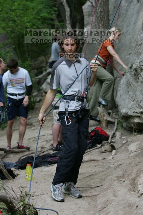 Javier Morales leading up Angel of Poets (5.10a). It was another long day of rock climbing at Seismic Wall on Austin's Barton Creek Greenbelt, Saturday, April 11, 2009.
Filename: SRM_20090411_12361409.JPG
Aperture: f/3.5
Shutter Speed: 1/250
Body: Canon EOS-1D Mark II
Lens: Canon EF 80-200mm f/2.8 L