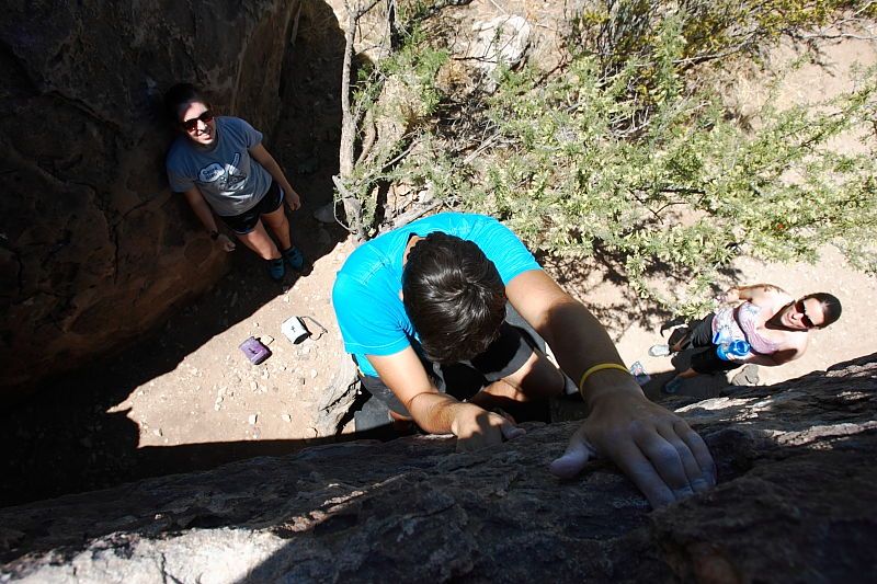 Cayce Wilson rock climbing in Hueco Tanks State Park and Historic Site during the Hueco Tanks Awesome Fest 2010 trip, Friday, May 21, 2010.
Filename: SRM_20100521_13204953.JPG
Aperture: f/8.0
Shutter Speed: 1/200
Body: Canon EOS-1D Mark II
Lens: Canon EF 16-35mm f/2.8 L