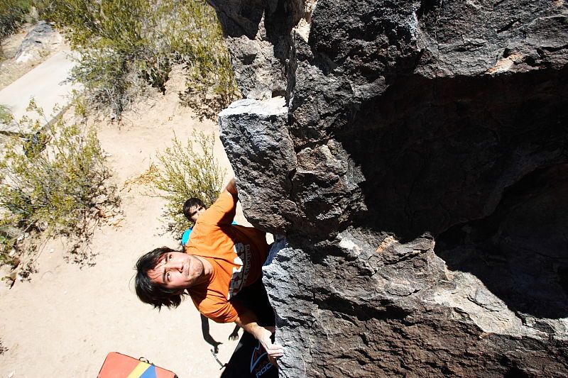 Javier Morales rock climbing in Hueco Tanks State Park and Historic Site during the Hueco Tanks Awesome Fest 2010 trip, Friday, May 21, 2010.
Filename: SRM_20100521_13221660.JPG
Aperture: f/8.0
Shutter Speed: 1/200
Body: Canon EOS-1D Mark II
Lens: Canon EF 16-35mm f/2.8 L