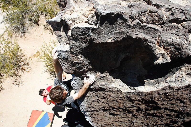 Andrew Dreher rock climbing in Hueco Tanks State Park and Historic Site during the Hueco Tanks Awesome Fest 2010 trip, Friday, May 21, 2010.
Filename: SRM_20100521_13231167.JPG
Aperture: f/5.6
Shutter Speed: 1/800
Body: Canon EOS-1D Mark II
Lens: Canon EF 16-35mm f/2.8 L