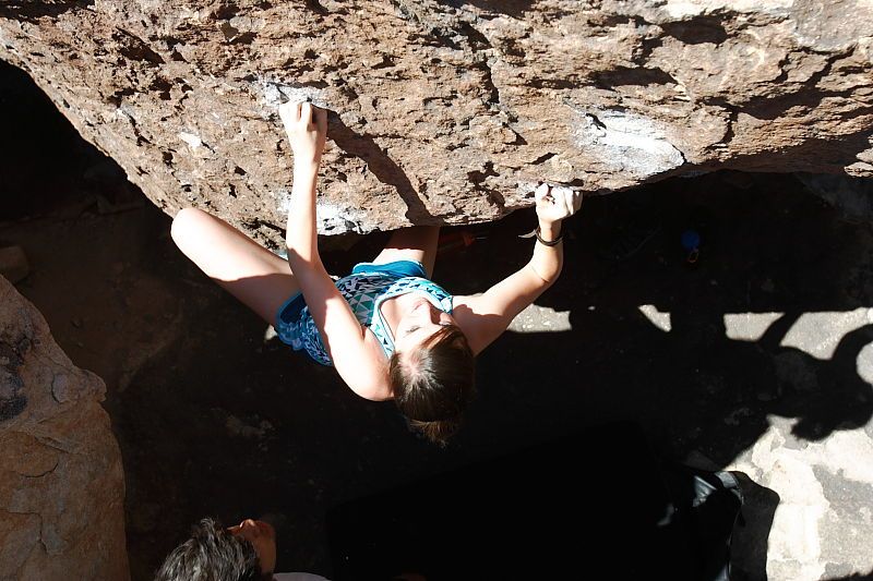 Sarah Williams rock climbing in Hueco Tanks State Park and Historic Site during the Hueco Tanks Awesome Fest 2010 trip, Saturday, May 22, 2010.
Filename: SRM_20100522_10362191.JPG
Aperture: f/5.6
Shutter Speed: 1/250
Body: Canon EOS-1D Mark II
Lens: Canon EF 16-35mm f/2.8 L