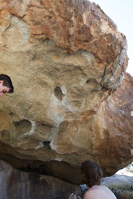 Rock climbing in Hueco Tanks State Park and Historic Site during the Hueco Tanks Awesome Fest 2010 trip, Sunday, May 23, 2010.
Filename: SRM_20100523_10503029.JPG
Aperture: f/5.6
Shutter Speed: 1/160
Body: Canon EOS-1D Mark II
Lens: Canon EF 16-35mm f/2.8 L