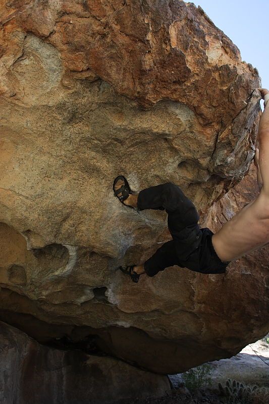Andrew Dreher rock climbing on No One Gets Out of Here Alive (V2) in Hueco Tanks State Park and Historic Site during the Hueco Tanks Awesome Fest 2010 trip, Sunday, May 23, 2010.
Filename: SRM_20100523_10520656.JPG
Aperture: f/5.6
Shutter Speed: 1/500
Body: Canon EOS-1D Mark II
Lens: Canon EF 16-35mm f/2.8 L