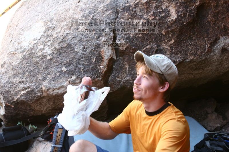 Rock climbing in Hueco Tanks State Park and Historic Site during the Hueco Tanks Awesome Fest 2.0 trip, Saturday, September 04, 2010.

Filename: SRM_20100904_12052635.JPG
Aperture: f/4.0
Shutter Speed: 1/125
Body: Canon EOS 20D
Lens: Canon EF 16-35mm f/2.8 L