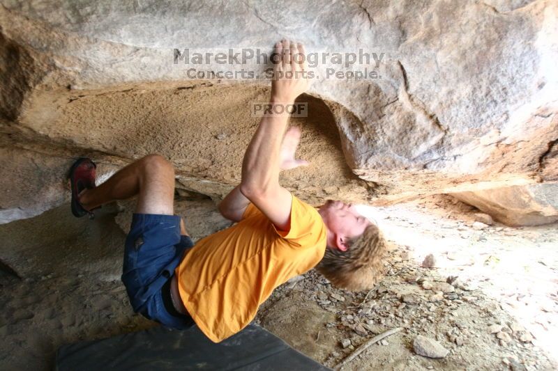 Rock climbing in Hueco Tanks State Park and Historic Site during the Hueco Tanks Awesome Fest 2.0 trip, Saturday, September 04, 2010.
Filename: SRM_20100904_15005428.JPG
Aperture: f/2.8
Shutter Speed: 1/200
Body: Canon EOS 20D
Lens: Canon EF 16-35mm f/2.8 L