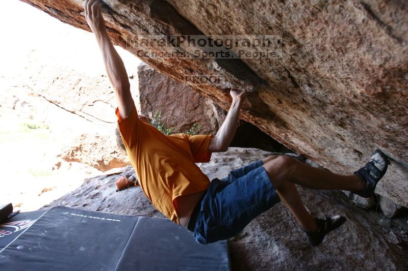 Rock climbing in Hueco Tanks State Park and Historic Site during the Hueco Tanks Awesome Fest 2.0 trip, Saturday, September 04, 2010.

Filename: SRM_20100904_15220864.JPG
Aperture: f/4.0
Shutter Speed: 1/400
Body: Canon EOS 20D
Lens: Canon EF 16-35mm f/2.8 L